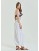 Elastic Waist Relaxed Cut White Plus Size Trousers 4628